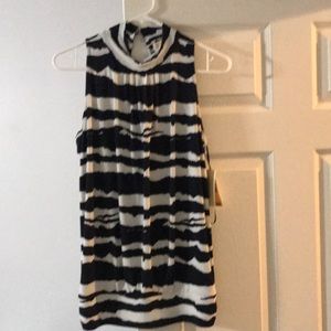 Micheal Kors blue and white sleeveless blouse